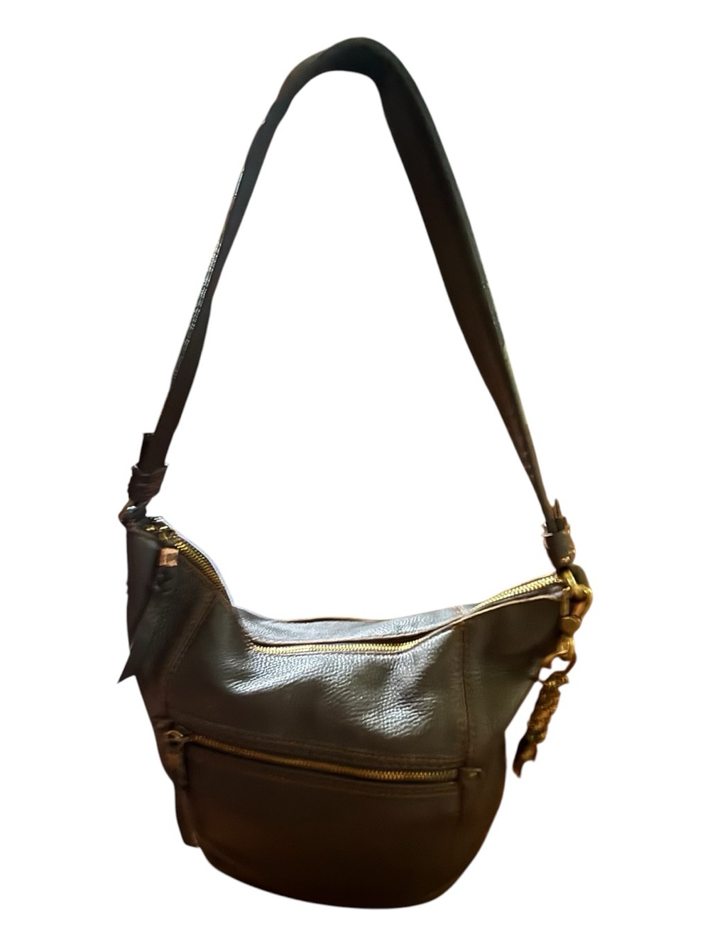The Sak Sequoia Brown Pebble Leather Hobo Bag with Charms 11 X 13 NWOT - Picture 7 of 7